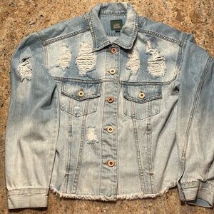 Light Jean jacket, women size small, button down,